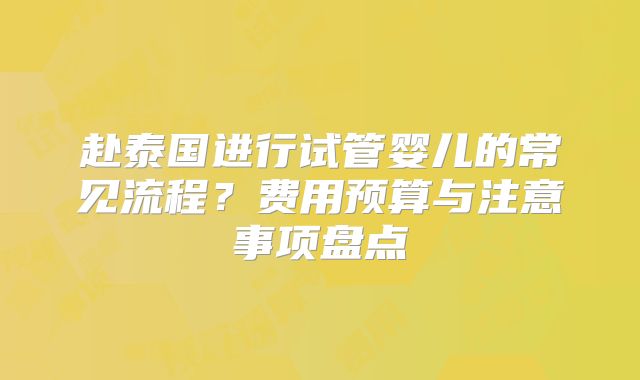 赴泰国进行试管婴儿的常见流程?费用预算与注意事项盘点