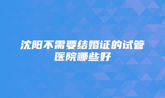 沈阳不需要结婚证的试管医院哪些好