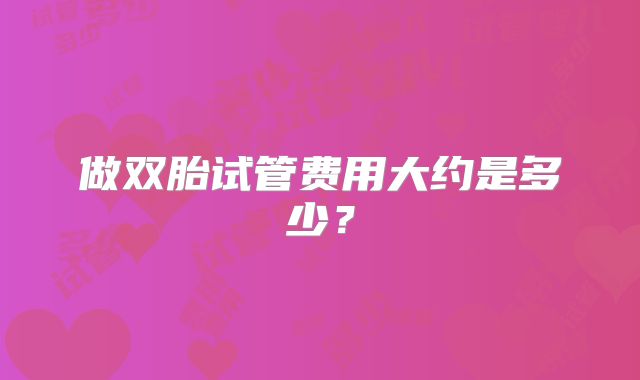 做双胎试管费用大约是多少？