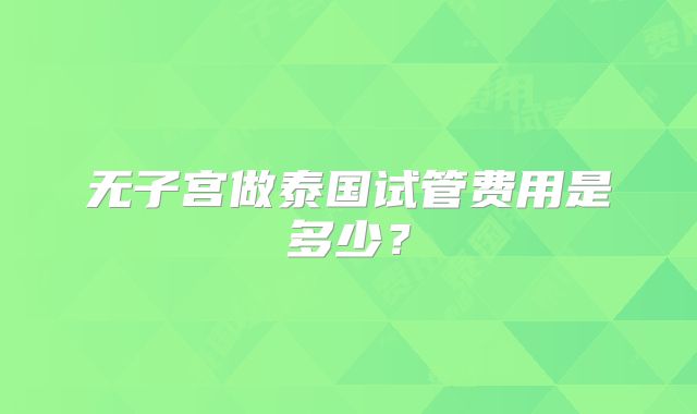 无子宫做泰国试管费用是多少?