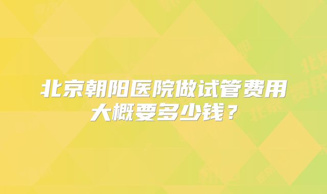 北京朝阳医院做试管费用大概要多少钱？