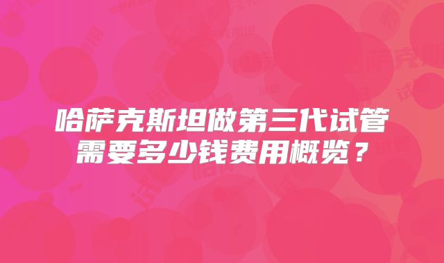 哈萨克斯坦做第三代试管需要多少钱费用概览?