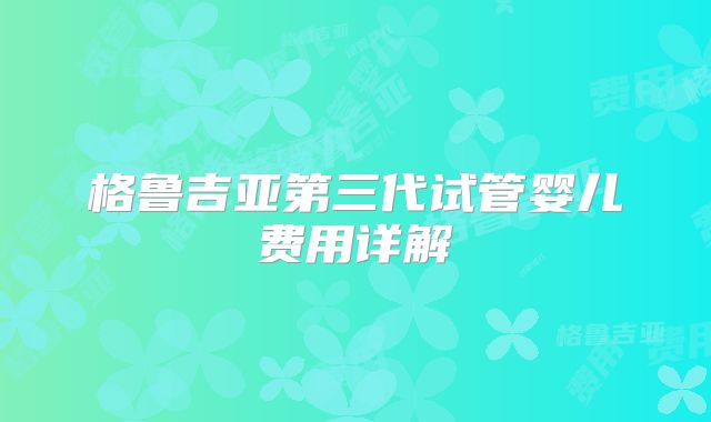 格鲁吉亚第三代试管婴儿费用详解