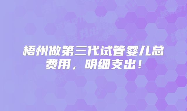 梧州做第三代试管婴儿总费用，明细支出！