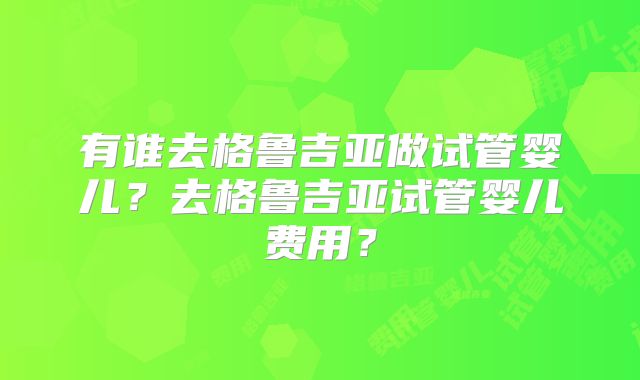 有谁去格鲁吉亚做试管婴儿？去格鲁吉亚试管婴儿费用？