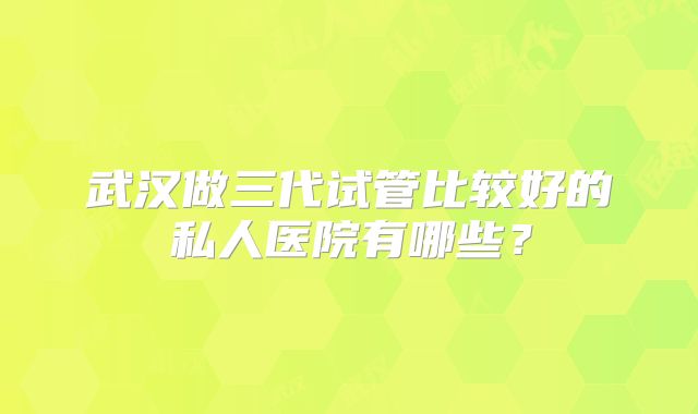 武汉做三代试管比较好的私人医院有哪些？