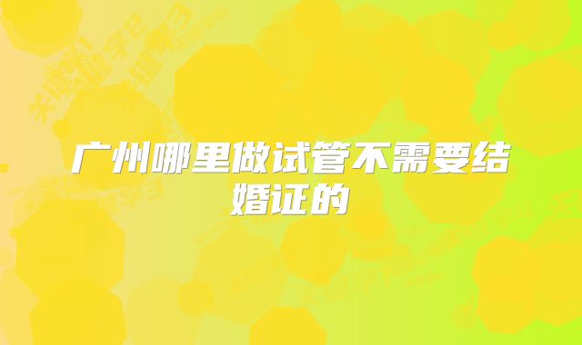 广州哪里做试管不需要结婚证的