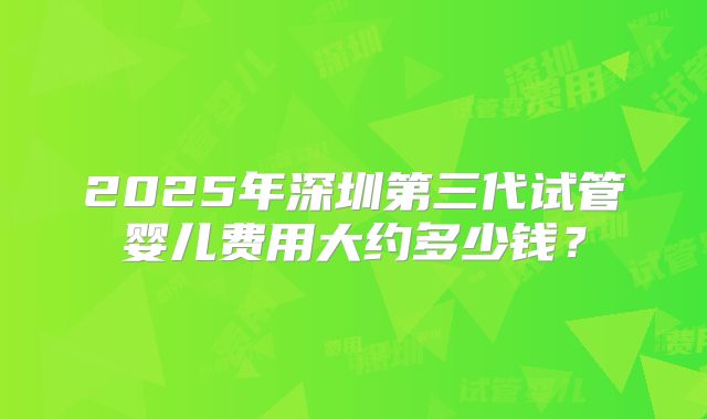 2025年深圳第三代试管婴儿费用大约多少钱?