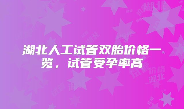湖北人工试管双胎价格一览，试管受孕率高