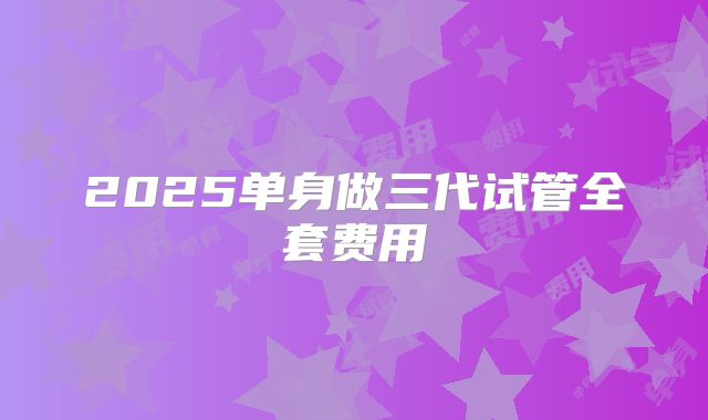 2025单身做三代试管全套费用