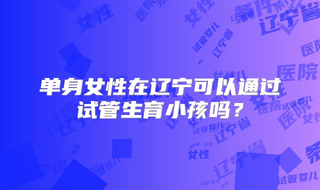 单身女性在辽宁可以通过试管生育小孩吗？