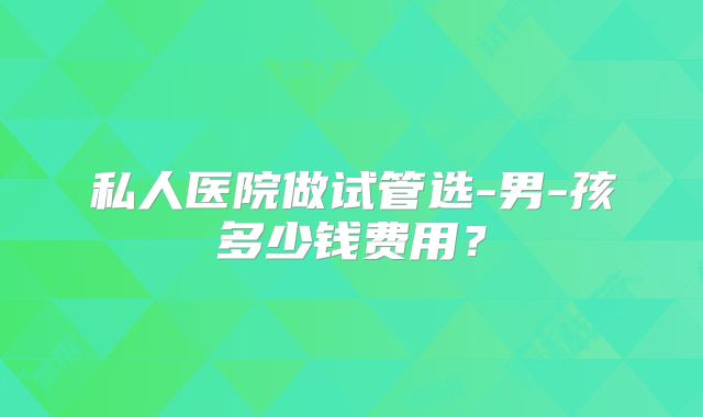 私人医院做试管选-男-孩多少钱费用？