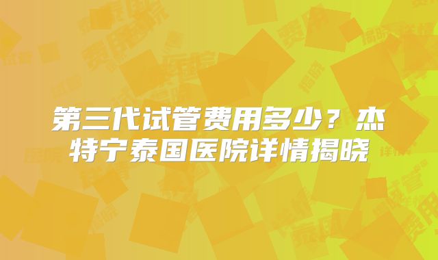 第三代试管费用多少？杰特宁泰国医院详情揭晓