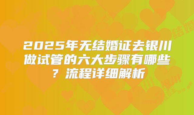 2025年无结婚证去银川做试管的六大步骤有哪些?流程详细解析