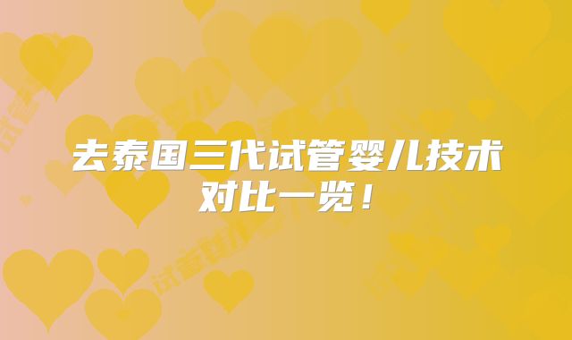 去泰国三代试管婴儿技术对比一览!