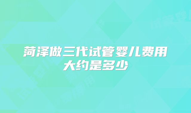 菏泽做三代试管婴儿费用大约是多少