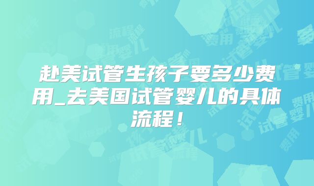 赴美试管生孩子要多少费用_去美国试管婴儿的具体流程！
