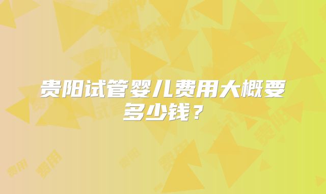 贵阳试管婴儿费用大概要多少钱?