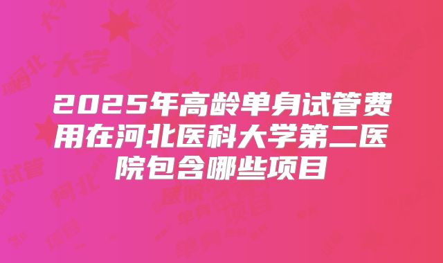 2025年高龄单身试管费用在河北医科大学第二医院包含哪些项目