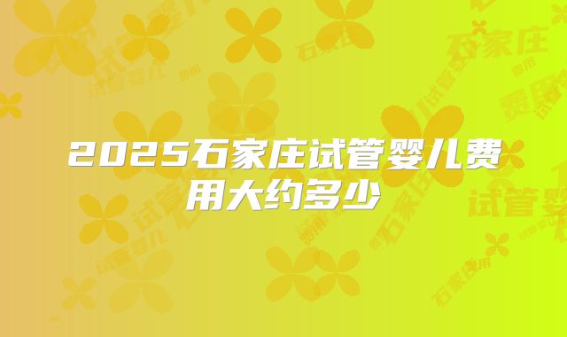 2025石家庄试管婴儿费用大约多少