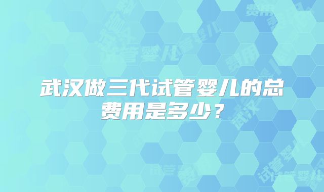 武汉做三代试管婴儿的总费用是多少？
