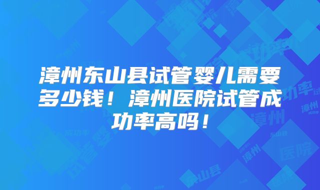 漳州东山县试管婴儿需要多少钱!漳州医院试管成功率高吗!