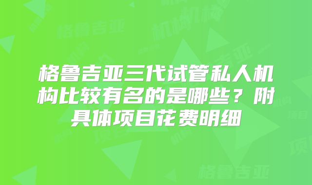 格鲁吉亚三代试管私人机构比较有名的是哪些？附具体项目花费明细