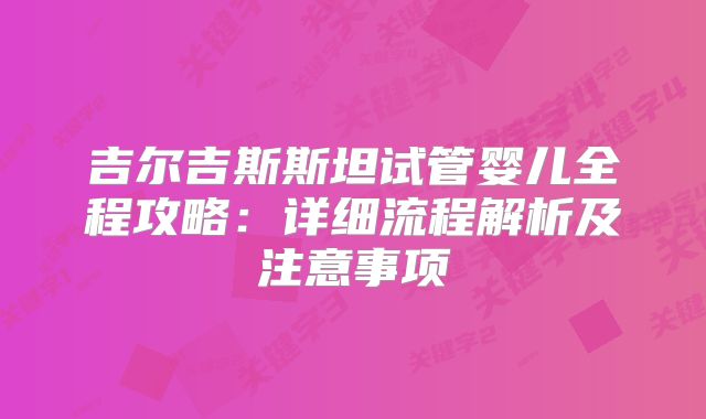 吉尔吉斯斯坦试管婴儿全程攻略：详细流程解析及注意事项