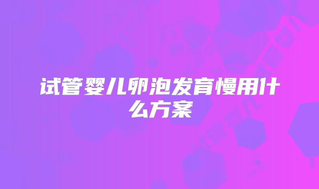 试管婴儿卵泡发育慢用什么方案