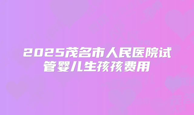 2025茂名市人民医院试管婴儿生孩孩费用