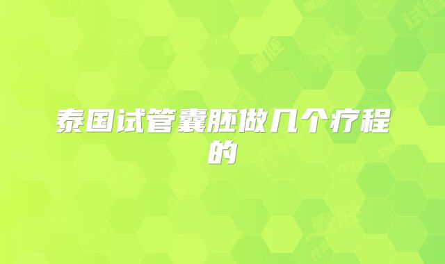 泰国试管囊胚做几个疗程的