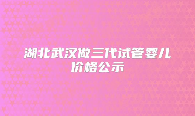 湖北武汉做三代试管婴儿价格公示