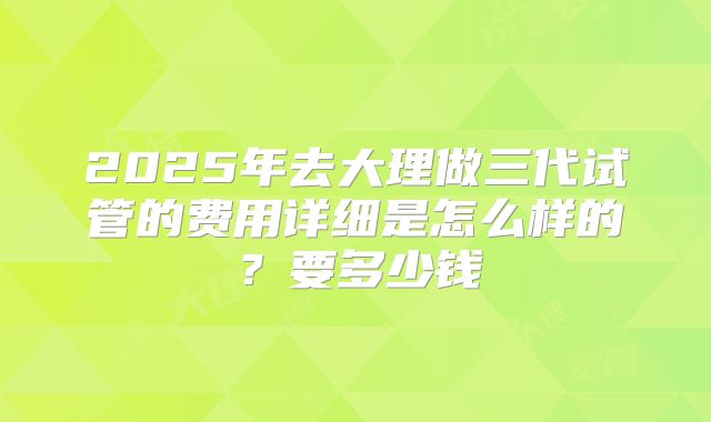 2025年去大理做三代试管的费用详细是怎么样的？要多少钱