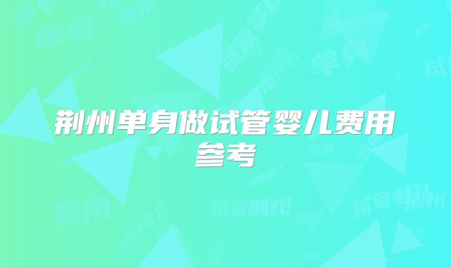荆州单身做试管婴儿费用参考