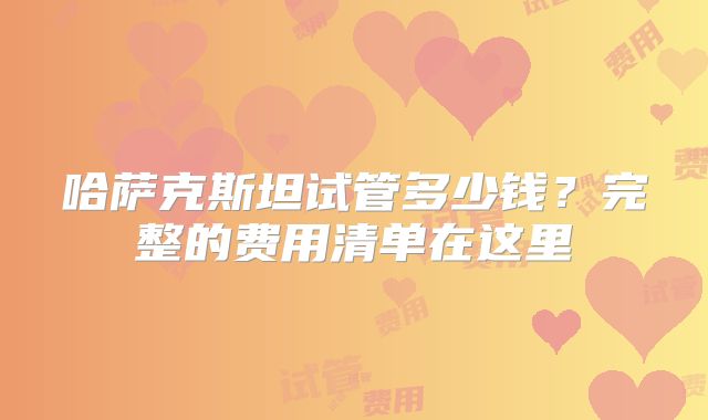 哈萨克斯坦试管多少钱？完整的费用清单在这里