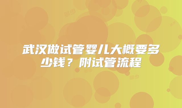 武汉做试管婴儿大概要多少钱？附试管流程