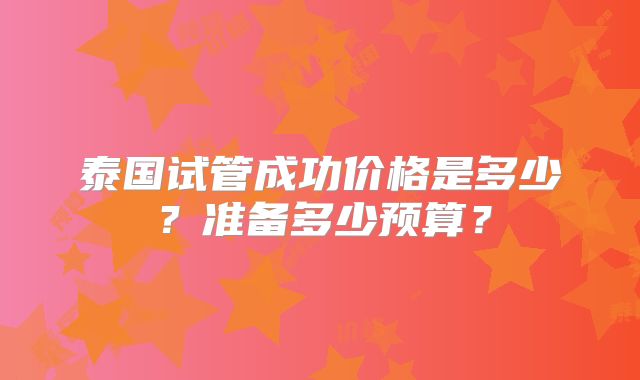 泰国试管成功价格是多少？准备多少预算？