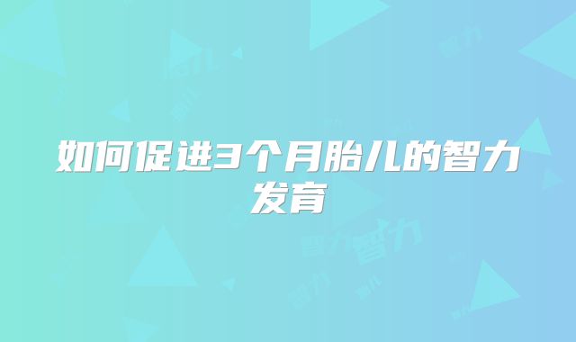 如何促进3个月胎儿的智力发育