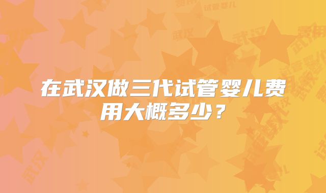 在武汉做三代试管婴儿费用大概多少？