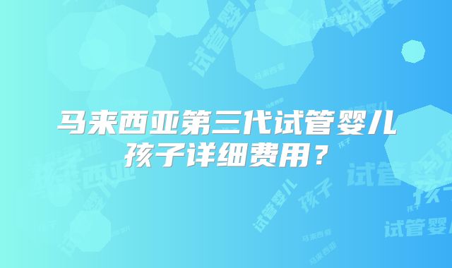 马来西亚第三代试管婴儿孩子详细费用?