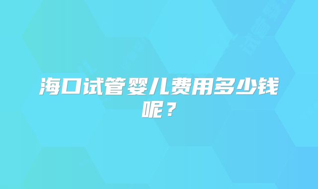 海口试管婴儿费用多少钱呢？