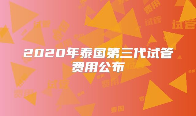2020年泰国第三代试管费用公布