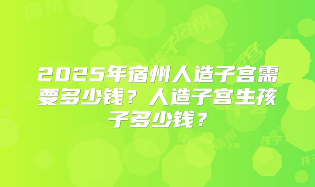 2025年宿州人造子宫需要多少钱?人造子宫生孩子多少钱?
