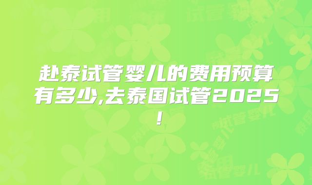 赴泰试管婴儿的费用预算有多少,去泰国试管2025！