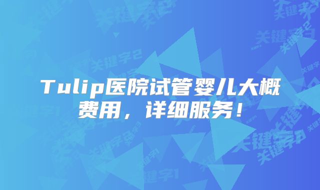 Tulip医院试管婴儿大概费用，详细服务！