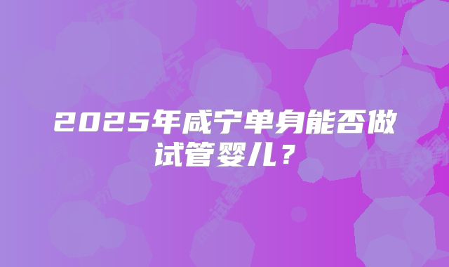 2025年咸宁单身能否做试管婴儿?