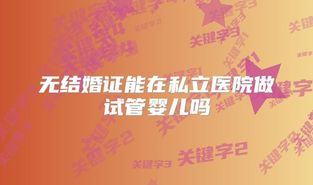 无结婚证能在私立医院做试管婴儿吗