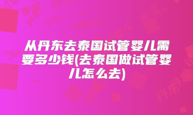 从丹东去泰国试管婴儿需要多少钱(去泰国做试管婴儿怎么去)
