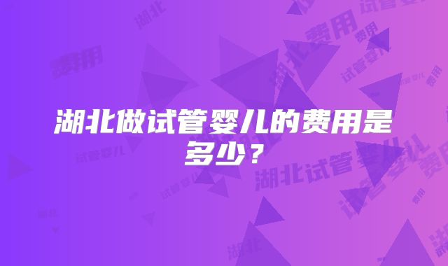 湖北做试管婴儿的费用是多少？