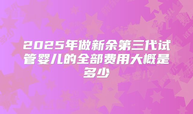 2025年做新余第三代试管婴儿的全部费用大概是多少